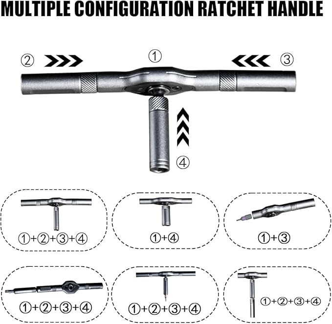 Ratchet Screwdriver Set, 24 in 1 S2 Steel Bits, Magnetic Screwdriver with Detachable Handle and Case for Electronics Repair, Furniture, Computer, Bicycle