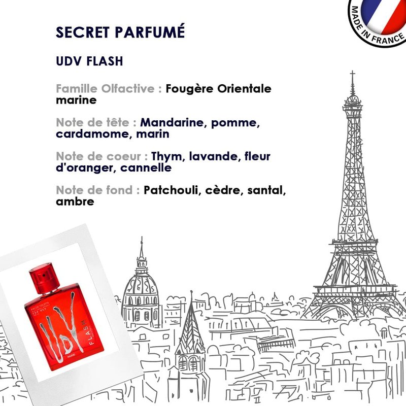 Udv Flash Eau De Toilette Spray for Men - 3.4 Ounce Fragrance | Fresh & Invigorating Scent