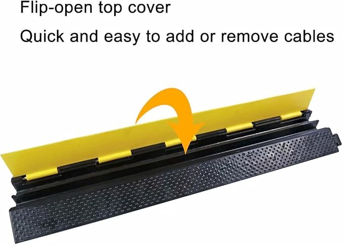 YONSHENG Rubber Cable Ramp Cord Cover Cable Protector Ramps Wire Hose Protective 2 Channel 22000Lbs Load Capacity Traffic Speed Bump for Asphalt Concrete Gravel Driveway Indoor Outdoor, 2 Pack