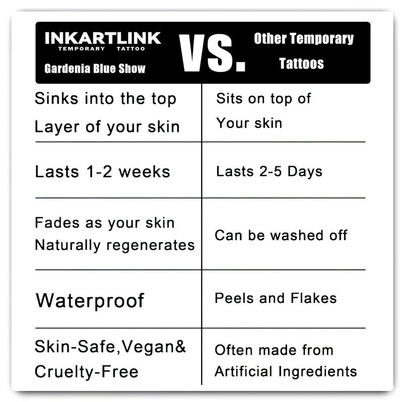 INKARTLINK Tattoo Tech, 2 Sheets Large Semi Permanent Tattoo, Adult Art Design Temporary Tattoos, Lasts 1-2 Weeks, Waterproof, Realistic Look, No Adhesive, No Reflection (Ink Flower Design)