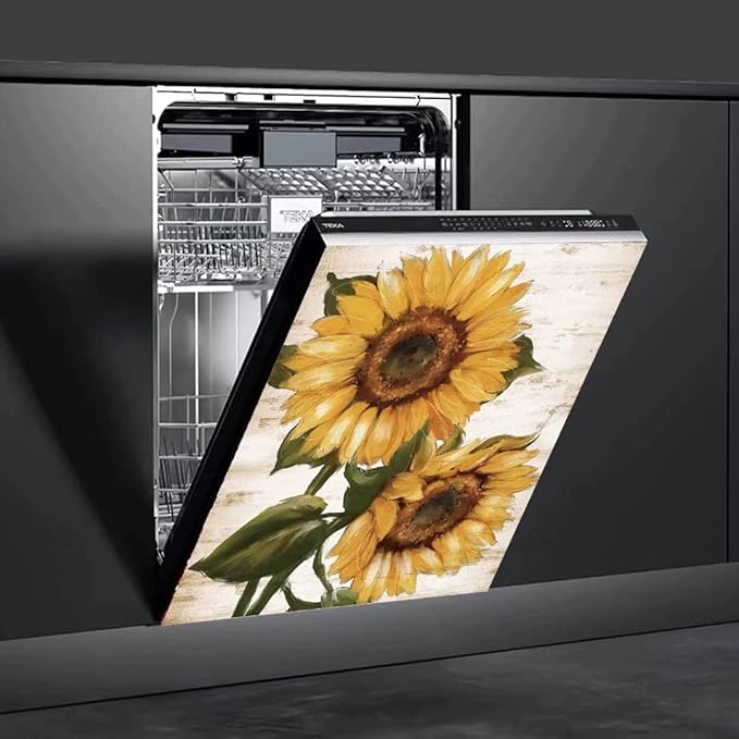 Retro Sunflower Kitchen Sticker Decor Dishwasher Cover, You are My Sunshine Dish Washer Door Panel Decal, Refrigerator Decal Decor, Ordinary 23"x26"INCH