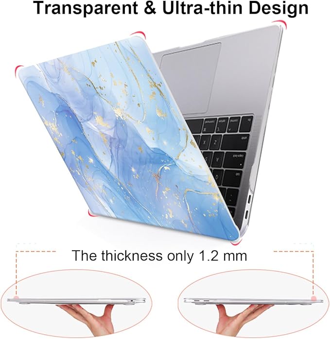 LCMOCICO Compatible with MacBook Pro 13 inch Case 2022 2021-2020 Release A2338 M2/M1 A2251 A2289 A2159 A1989 A1706 with Touch ID, Plastic Hard Shell & Keyboard Cover & Screen Film - Blue Marble