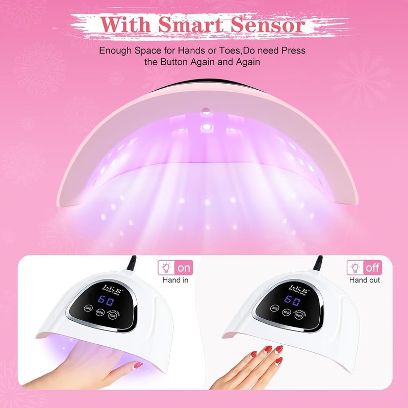 LKE UV Light for Gel Nails, Nail Dryer UV Nail Lamp 72W for Gel Polish Light with 3Timer and Sensor Professional for Solon and Nail DIY in Home Use (White)