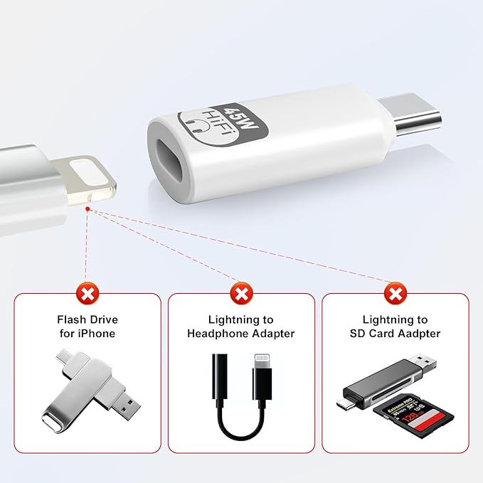 JBJBBG USB C to Lightning Headphone Audio Adapter, 3-in-1 Type C Male to Female Lightning Earphone Converter with Charge/Data Transfer,Compatible with iPhone 16/15 Plus/Pro/Max, iPad Pro/Air 6/5/4