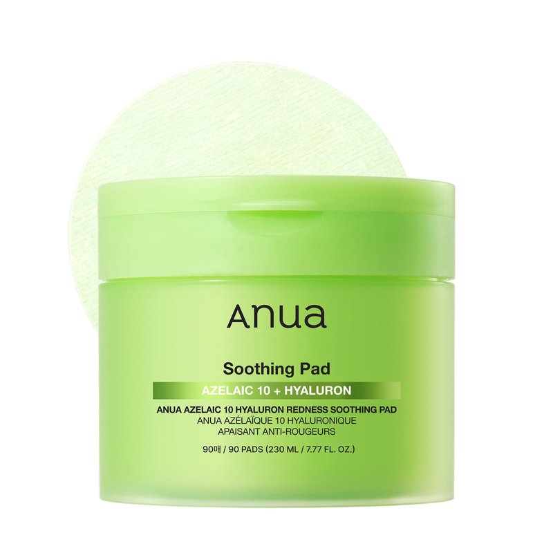 ANUA Azelaic Acid 10 Hyaluronic Acid Soothing Toner Pads, Hydrating Facial Mask for Redness, Pore & Blemish Care, Quick & Easy Stretchable Formula, Korean Skincare, 90 Pads