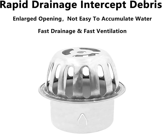 Roof Floor Drain,SAFYY 304 Stainless Steel Roof Drain Dome,Balcony Roof Dome Drain Cover,Yard Outdoor Anti Blocking Strainer,Gardens Gutter Cleaning Tool,Rain Bucket Drainage Parts (1, 63mm/2.48")