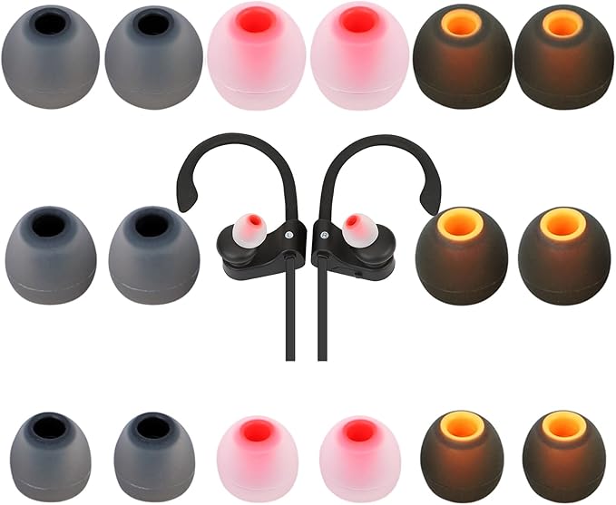 TSZYYM Earbud Tips Ear Bud Tips Soft Anti Slip Washable and Reusable Silicone Replacement Earbud Tips Fit Most in-Ear Earbuds(Inner Hole 3.8mm -5.1mm) 18pcs S M L