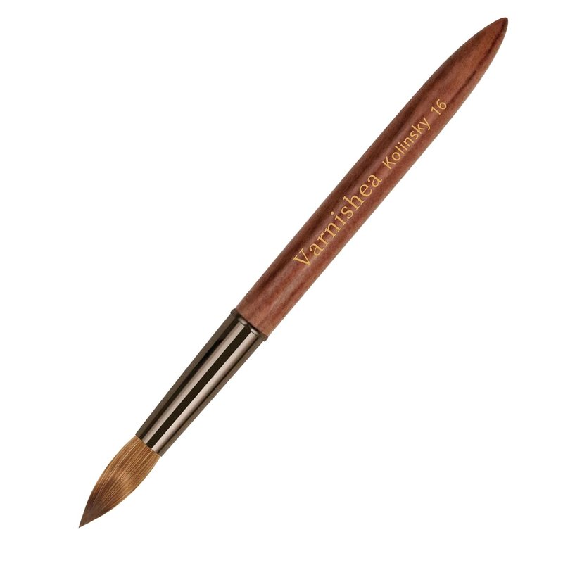 Kolinsky Hair Acrylic Nail Brush - Professional Sandalwood Handle for Powder Application | Size 16, 1 Count