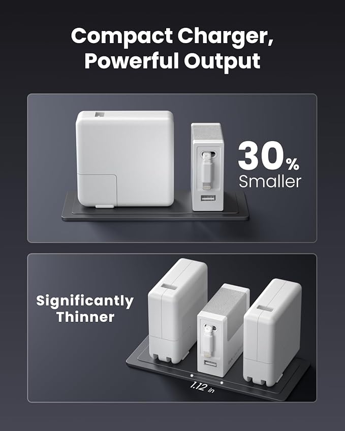 Gitryin 1 Lightning, 4 Type-C Retractable Wall Chargers with 1 USB A Port and and 1 Power Strip, Desktop Modular Charging Station