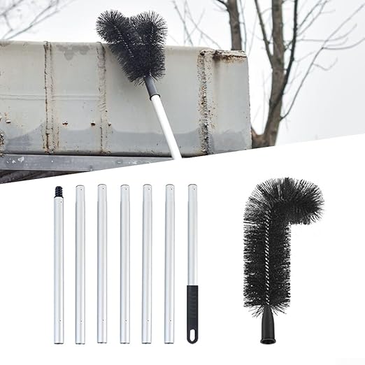 Efficient Roof Dust Removal Brush - Adjustable Gutter Cleaning Tool with Durable PET Bristles (2.28m)(1.68m)