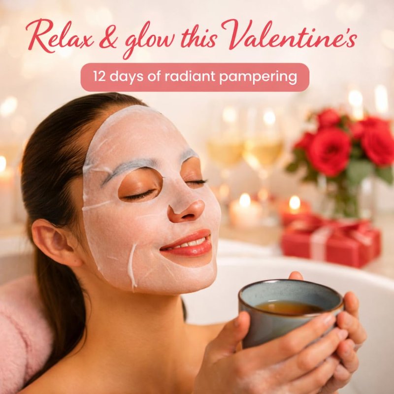 FACETORY 12-Day Sheet Mask Gift Set | Korean K-Beauty Face Mask Collection | Skincare & Spa Gift Set for Women | Self Care Gift
