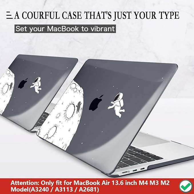 CISSOOK Compatible with MacBook Air 13.6 Inch Case 2022 2024 2025 2026 Model A2681 A3113 A3240 A3449, Black Space Hard Shell with Keyboard Cover for MacBook Air 13 M2 M3 M4 M5, Astronaut