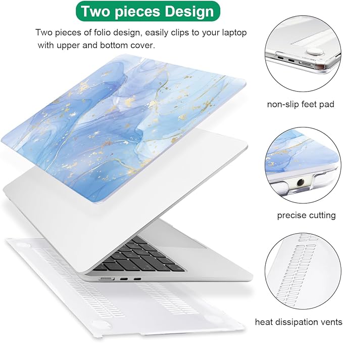 LCMOCICO for MacBook Air 13 inch Case M5 M4 M3 M2 Chip 2026 2025-2022 Release A3449 A3240 A3113 A2681, Scratch Resistant Hard Shell Protective Laptop Cover for Mabook Air 13.6 M5 2026, Blue Marble