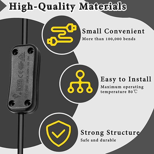 MKBKLLJY 6PCS Inline Cord Switch AC 250V 2A Appliance Switch Replacement Button Control Rocker ON Off DPST with Cross Screwdriver Screw, for Bedroom Table Lamp Desk LED Lights OJ-318 Black