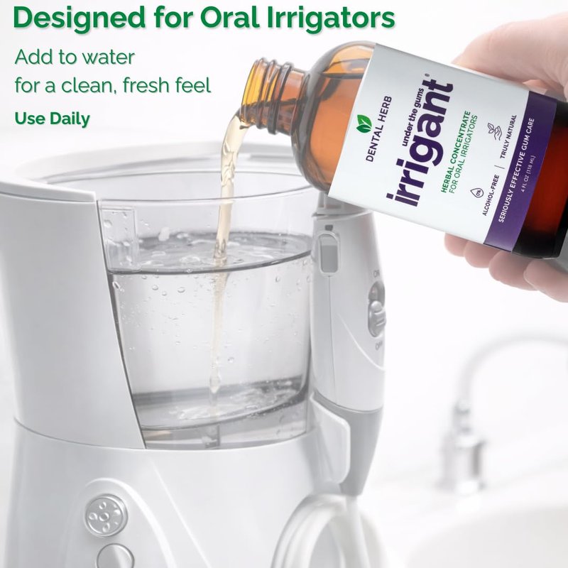 Under The Gums Irrigant Solution – Alcohol-Free, Vegan Herbal Solution for Water Flossers & Oral Irrigators – Supports Gum Health Naturally - (45 Day Supply) by Dental Herb Company