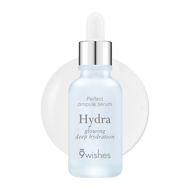 9 Wishes Hydra Ampoule II (1.01 fl oz) – Award-Winning Hydrating Serum for Face with Hyaluronic Acid, 55% Coconut Water, 72-Hour Long-Lasting Moisture, Korean Glass Skin Effect