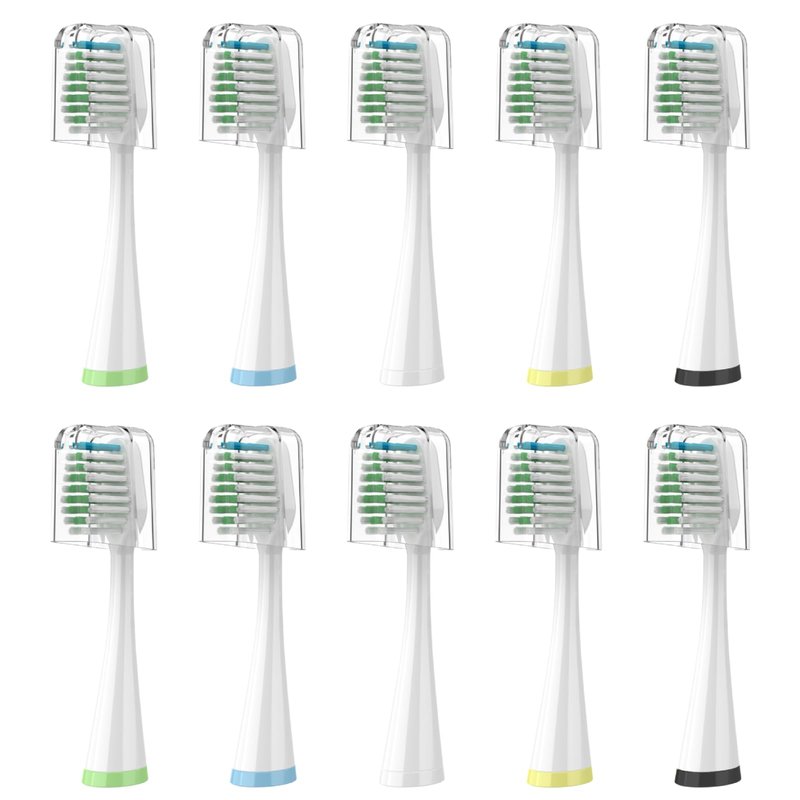 Replacement Brush Heads for Smile Bright Platinum Sonic Electric Toothbrush, Soft Bristles, 10-Pack, with Covers