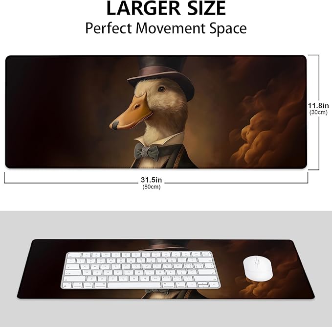 Mounidso Duck Large Mouse Pad, Gaming Mouse Pad, Keyboard Mat, Non-Slip Rubber Base, Office Accessories, Desk Mat, MousePads for School, Work, Home Decor Gifts 31.5" x 11.8"