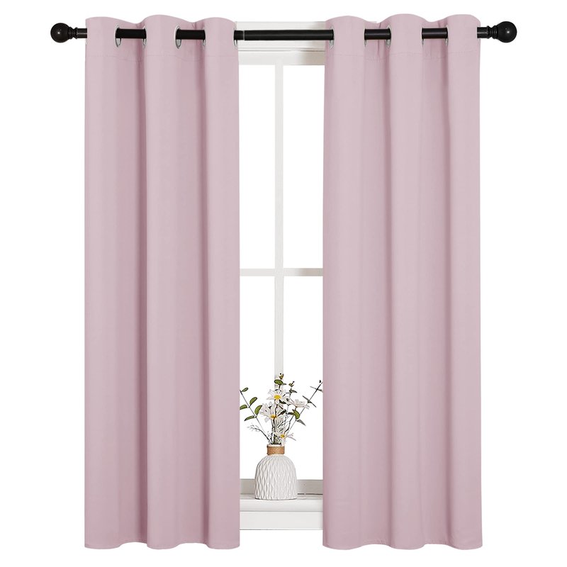 NICETOWN Blackout Curtain Panels for Girls Room, Nursery Essential Thermal Insulated Solid Grommet Top Blackout Drapes (Baby Pink=Lavender Pink, 1 Pair, 29 x 45 Inch)