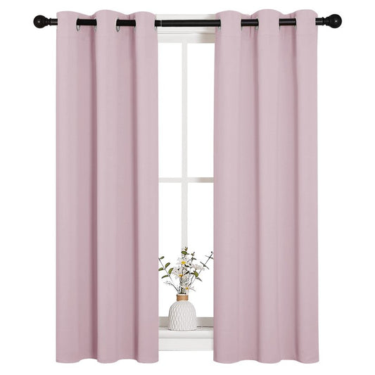 NICETOWN Blackout Curtain Panels for Girls Room, Nursery Essential Thermal Insulated Solid Grommet Top Blackout Drapes (Baby Pink=Lavender Pink, 1 Pair, 29 x 45 Inch)