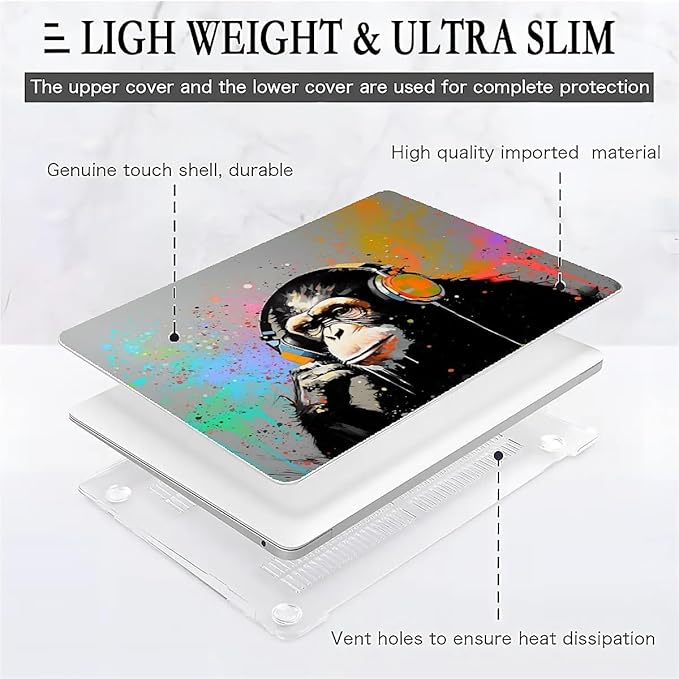 COTAIL Compatible with MacBook Air 13.3 13.6 Inch Case 2022 2021 2020 2019 Plastic Hard Shell Case Cover,13.3 Air (A1932/A2179/A2337), Monkey