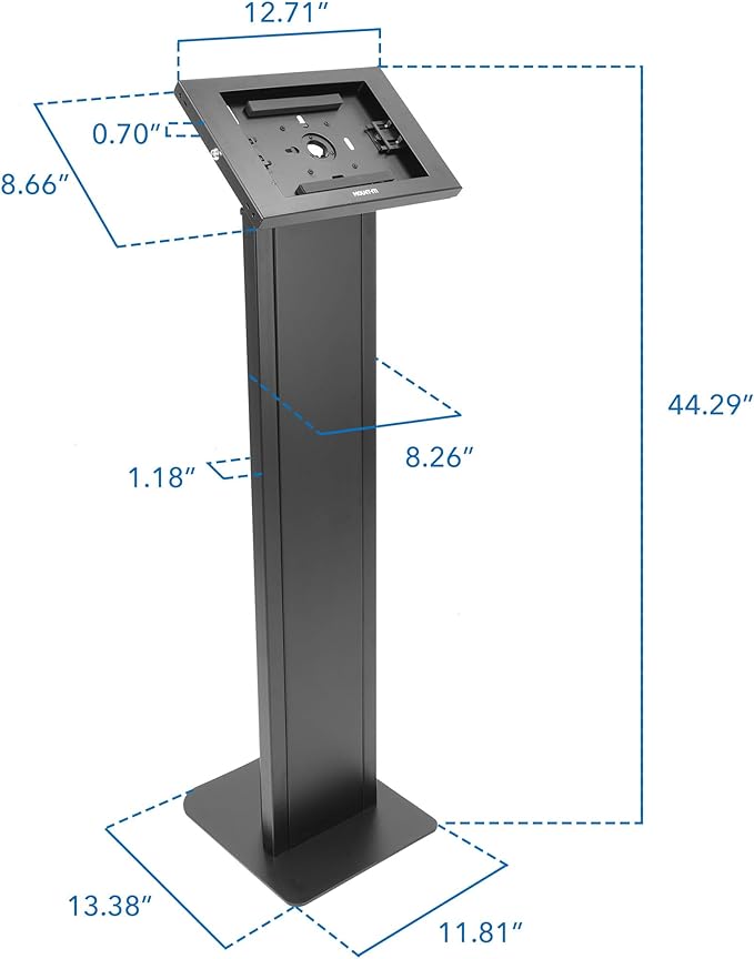 Mount-It! Anti-Theft iPad Floor Stand Kiosk, Locking Tablet Floor Stand for iPad Gen 7–11 & A16, Air & Pro (10.2"–11"), Commercial Kiosk for Retail, Lobby & Trade Show, Black