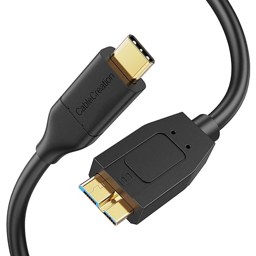 CableCreation USB C to Micro B Short Cable 2FT*2, 10G Micro B to USB C External Hard Drive Cable for iPhone 15/16/17,Samsung Galaxy S24,Seagate WD Westgate My Passport,MacBook Pro/Air, iPad/Tablet