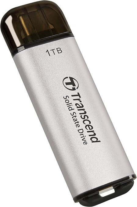 Transcend ESD300 1TB External SSD, Up to 1,050MB/s, Type C USB Drive for iPhone17,16,15, iPad&Mac/Pixel10/Tesla/Steam Deck/ROG Ally/MSI Claw/Android/PS5, Smart TV, USB 3.2 Gen2 Portable SSD- Silver