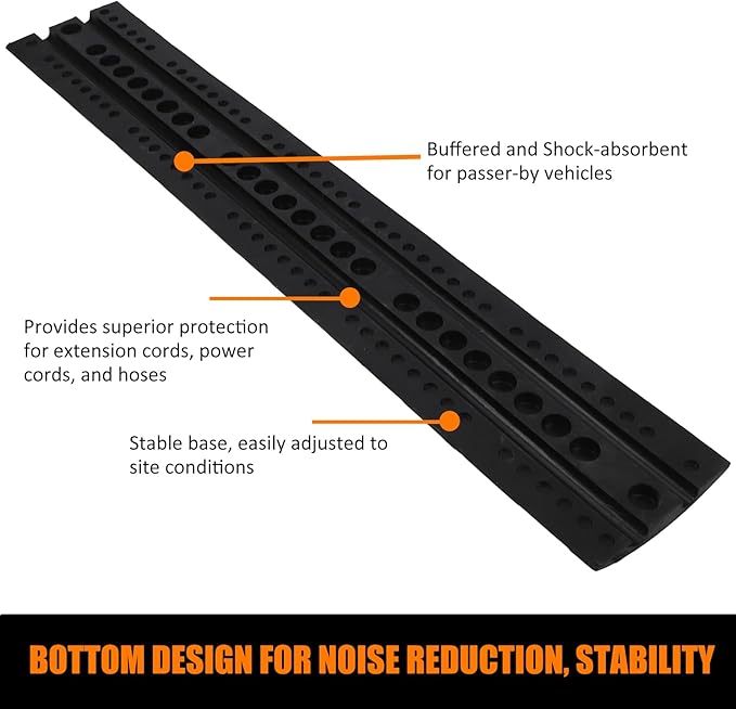 6FT Speed Bump 2 Pack, Heavy Duty Rubber Speed Bumps for Road Driveway, 2 Channel Modular Traffic Speed Humps for Low Cars Asphalt Concrete Gravel, 25,000 lbs Load Capacity