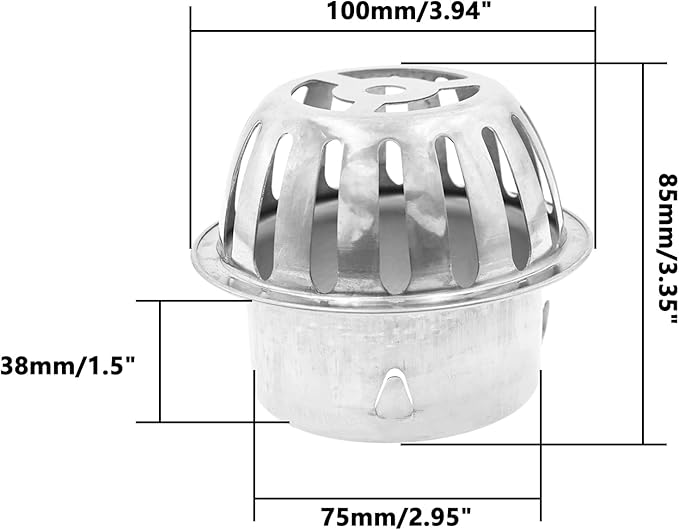 Roof Floor Drain,SAFYY 304 Stainless Steel Roof Drain Dome,Balcony Roof Dome Drain Cover,Yard Outdoor Anti Blocking Strainer,Gardens Gutter Cleaning Tool,Rain Bucket Drainage Parts (2, 83mm/3.3")