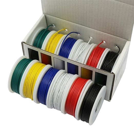 CBAZY Hook up Wire Kit (Stranded Wire Kit) 28 Gauge 6 Colors 32.8 feet Each Electrical Wire 28 AWG PVC Wire