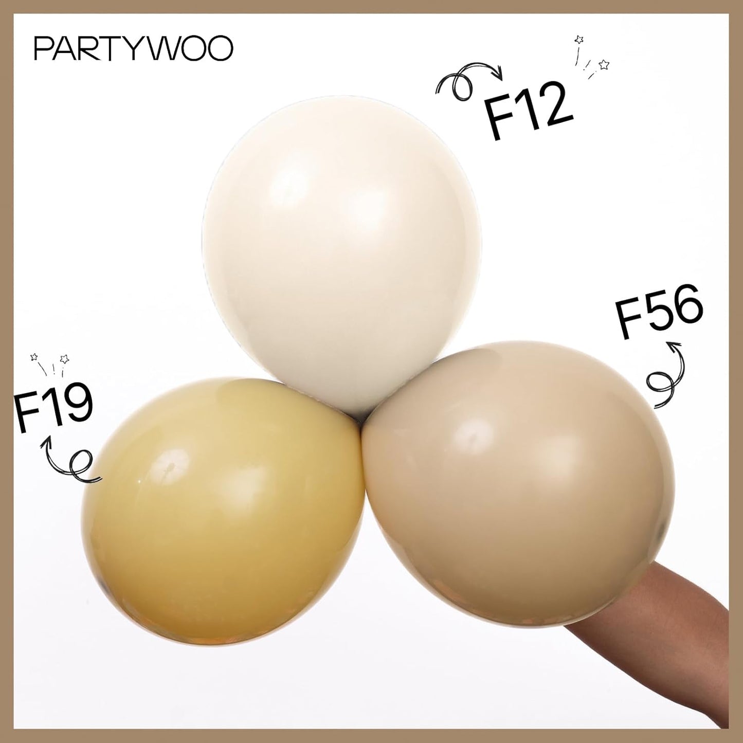 PartyWoo Tan Balloons - 100 Pcs Light Brown Neutral Boho Arch Kit | 5-18 Inch Sizes for Weddings & Parties