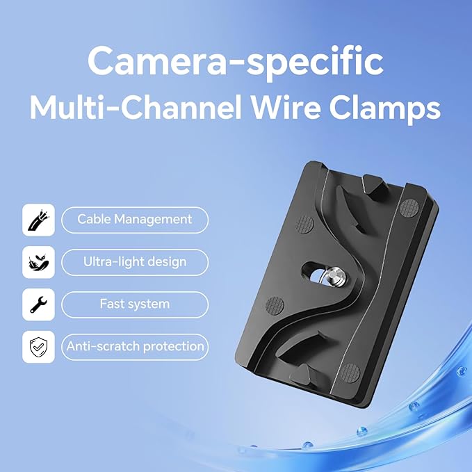 YAMCOWL Aluminum Camera Cable Locking Clip - Adjustable USB/HDMI Protector with 1/4-inch Threads, Secure Cable Clip for DSLR Camera Photographer Students (Black)