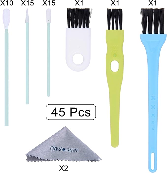 Wisdompro 45 Pcs Cell Phone Cleaning Kit, USB Charging Port Cleaner and Headphone Jack Brush Tool Set for Phones, Tablets, Earbuds, Laptops and Other Electronics