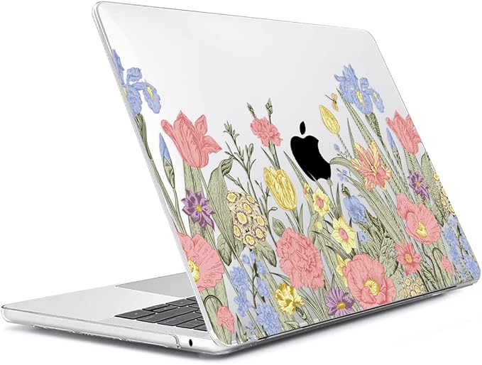 HOHAIYOO Compatible with MacBook Air 13 inch Case 2026 2025-2022 M5 A3449 M4 A3240 M3 A3113 M2 A2681, Plastic Hard Shell&Keyboard Cover&Screen Film&Webcam Cover for MacBook Air 13.6", Spring Flowers
