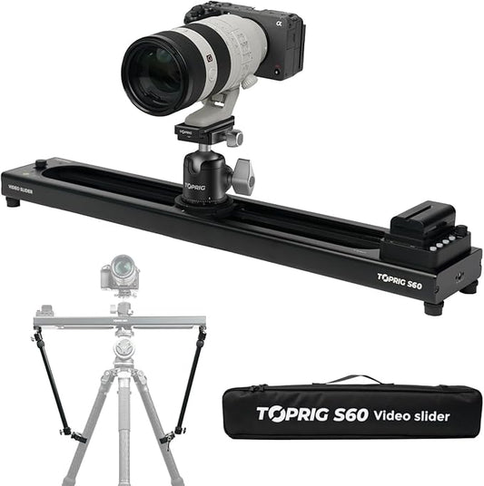 Accsoon Toprig S60 Motorized Camera Slider and Support Arms, Smartphone Dolly Rail Track Slider Compatible with Gopro DSLR Camera for Photography