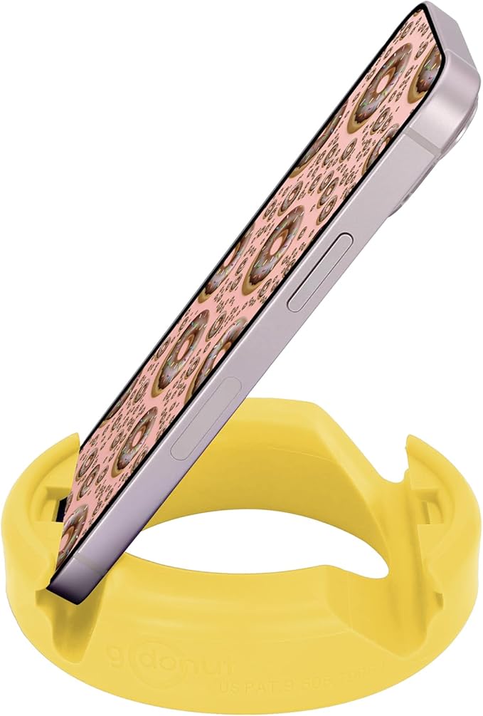 GoDonut Original – Smartphone and Tablet Stand – Compatible with Devices UP to 0.5" Thick Including Protective Cases - for use at Work, at Home, Travel and on-the-go - Yellow