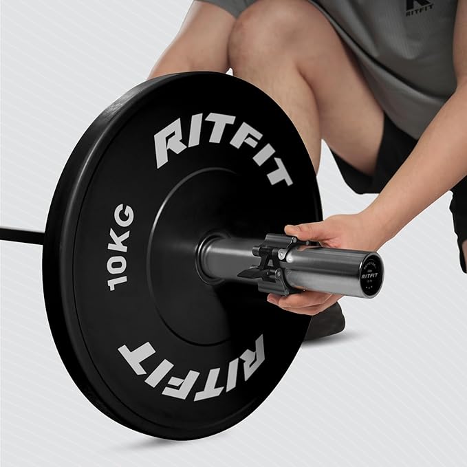 RitFit 2-Inch Magnetic Barbell Collars Locking Clamps - Heavy Duty Aluminum Alloy, Quick Release with Non-Slip TPR Pads for Olympic Weightlifting Powerlifting Training (Pair)，Black