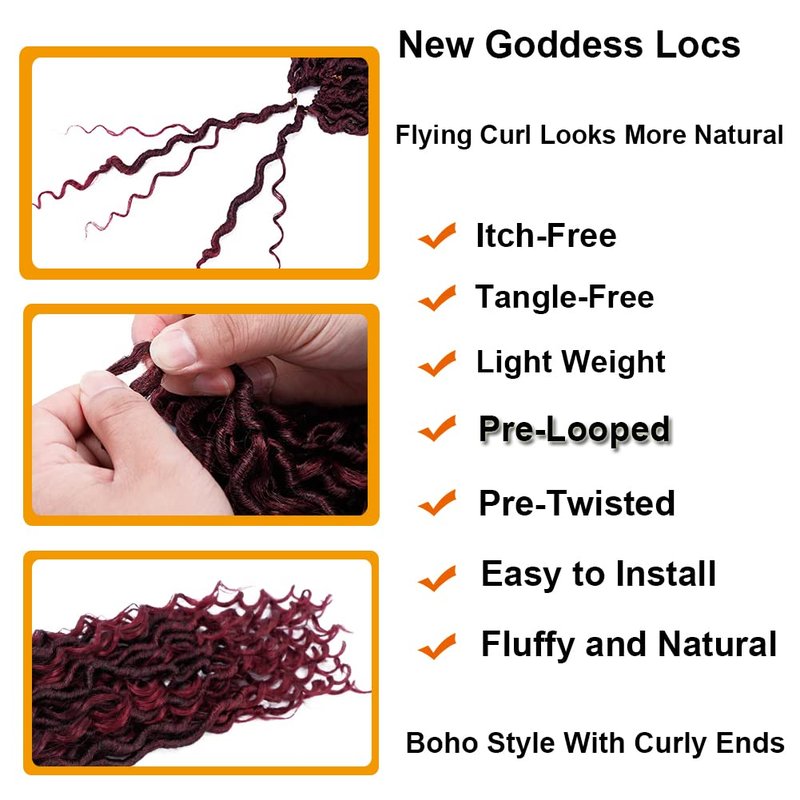 BAOTA Goddess Locs Crochet Hair 10 Inch 7 Packs Faux Locs Crochet Hair for Women Pre Looped Crochet Hair with Curly Ends River Locs Soft Locs Crochet Hair Extensions (1B#)
