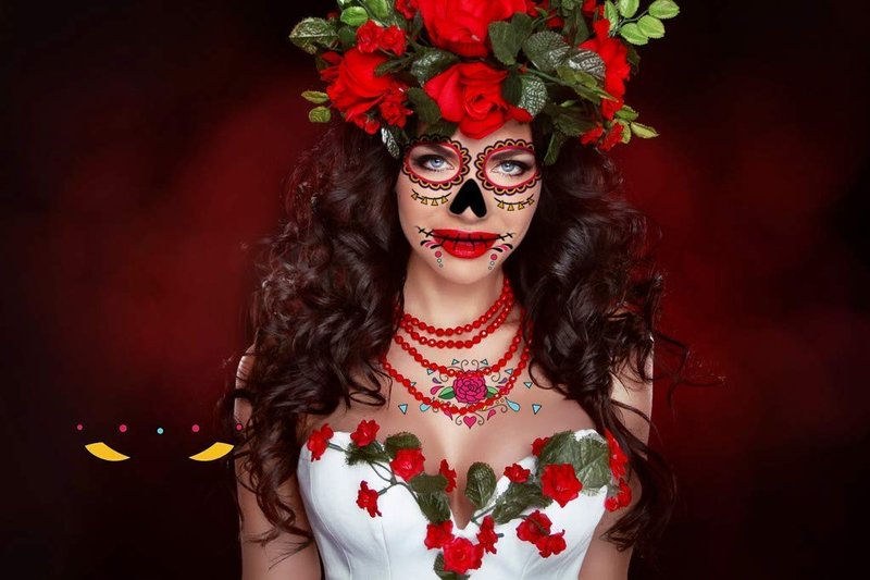 Temporary Face Tattoo, 8 Kits Tattoos Sugar Skull Stickers Day of The Dead Makeup, Face Tattoo Rose Design for Halloween, Masquerade and Parties