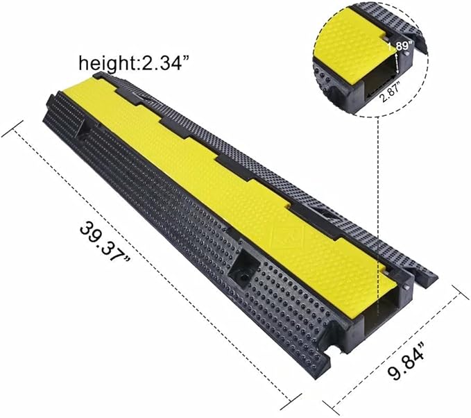 YONSHENG Rubber Cable Ramp Cord Cover Cable Protector Ramps Wire Hose Protective 1 Channel 22000Lbs Load Capacity Traffic Speed Bump for Asphalt Concrete Gravel Driveway Indoor Outdoor, 3 Pack