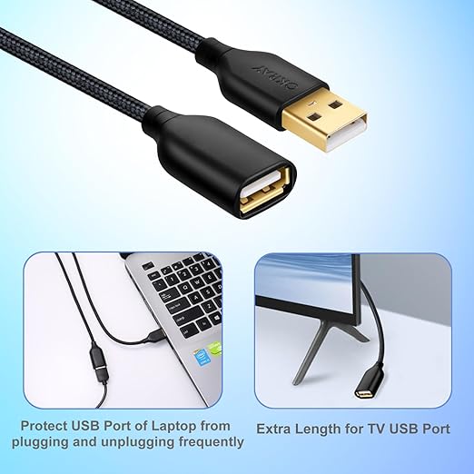 OKRAY 5-Pack USB 2.0 Extension Cable Type A Male to A Female Extender Cords