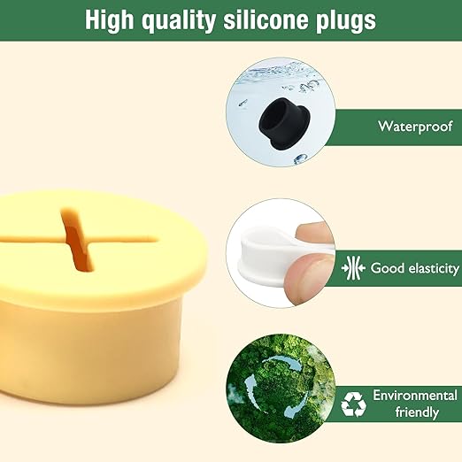 EASYEAH 20Pcs Desk Grommet, 3/4" (20mm) White Silicone Cord Hole Cover, Flexible Rubber Wire Grommets, Wall Grommets for Cables Management, Table, Countertop, Cabinets and Furnitures Wire Organizer