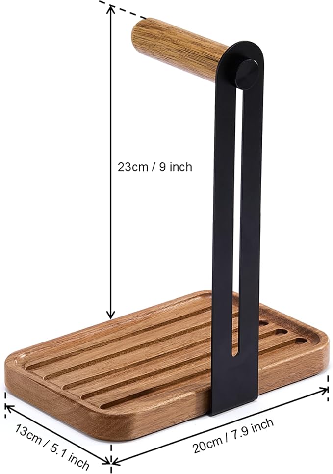 blingwider Headphone Holder For Desk,Desk Headphone Mount Rack,Headphone Stand With Storage Base,Accessories Managment,Solid Wood,Matte Black