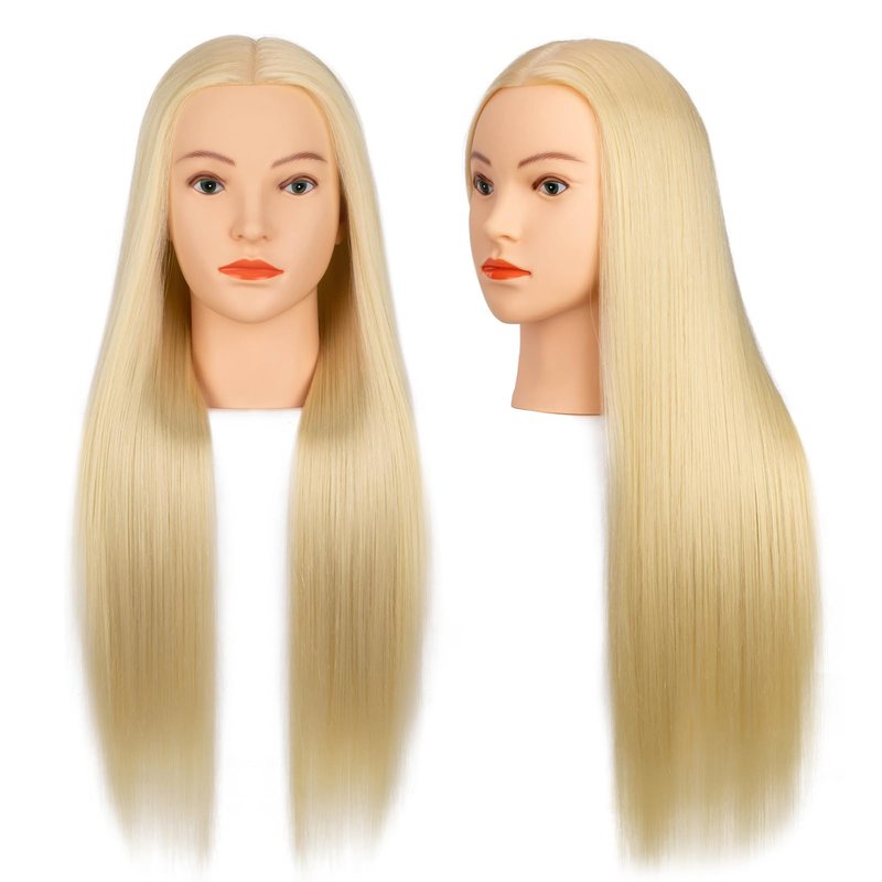 Mannequin Head 80% Human Hair, Blonde Hair Cosmetology Mannequin Head Hairdressers Practice Braiding Head for Hair stly (#613 Blond)