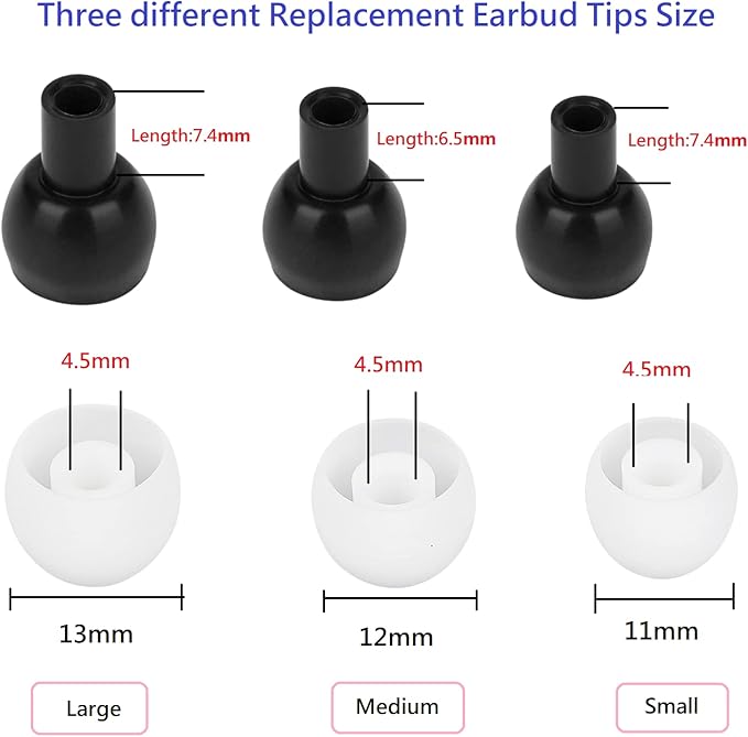 CYADCI 36 Pieces Small Earbud Tips Soft and Comfortable Silicone Earbud Tips Ear Bud Replacement Pieces Silicone Fit Most in-Ear Headphones，Inner Hole 3.8mm -5.5mm，Small White Replacement Eartips