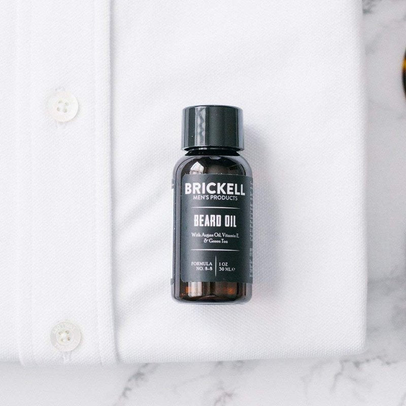 Brickell Men's Beard Oil for Men, Argan and Jojoba Oil to Strengthen and Soften Hair, With Vitamin E, 1 Ounce, Scented