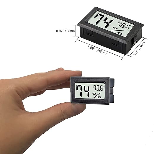 TASOGEN 12 Pack Mini Digital Thermometer Hygrometer Indoor Temperature and Humidity Gauge Meter Monitor Fahrenheit (℉) for Humidor,Greenhouse,Reptile Tank,Home,Jars