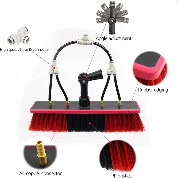 Window Cleaning Pole, Water Fed Telescopic Window Cleaning Brush, Extendable Cleaner Roof Cleaning Tools Window Cleaner Kit for Photovoltaic Panel, Trucks, Bus, Cars,9m