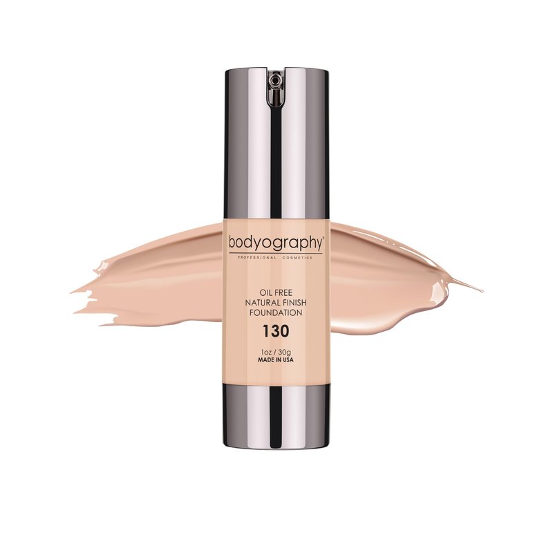 BODYOGRAPHY - NATURAL FINISH Foundation (Light #130): Oil-Free Anti-Aging Salon Natural Finish w/ Vitamin E, C, Antioxidants | Vegan, Gluten-Free, Paraben-Free